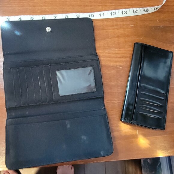 Kate Spade Triple Black Wallet Made In Italy Leather Multi Pocket Design - Picture 3 of 14